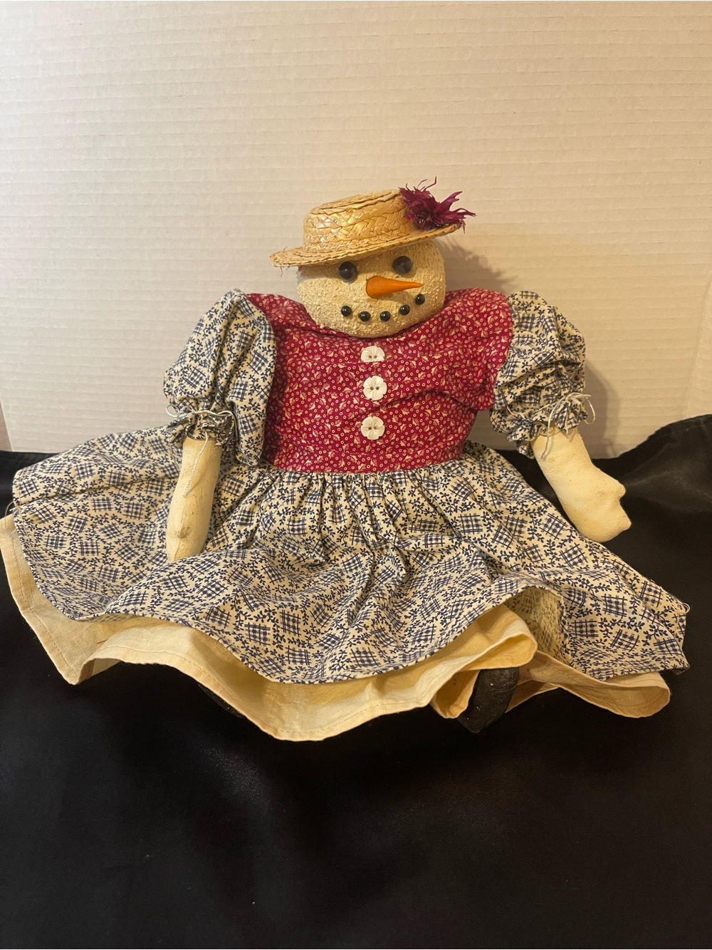 Hand Crafted  Folk Art Snowwoman Doll